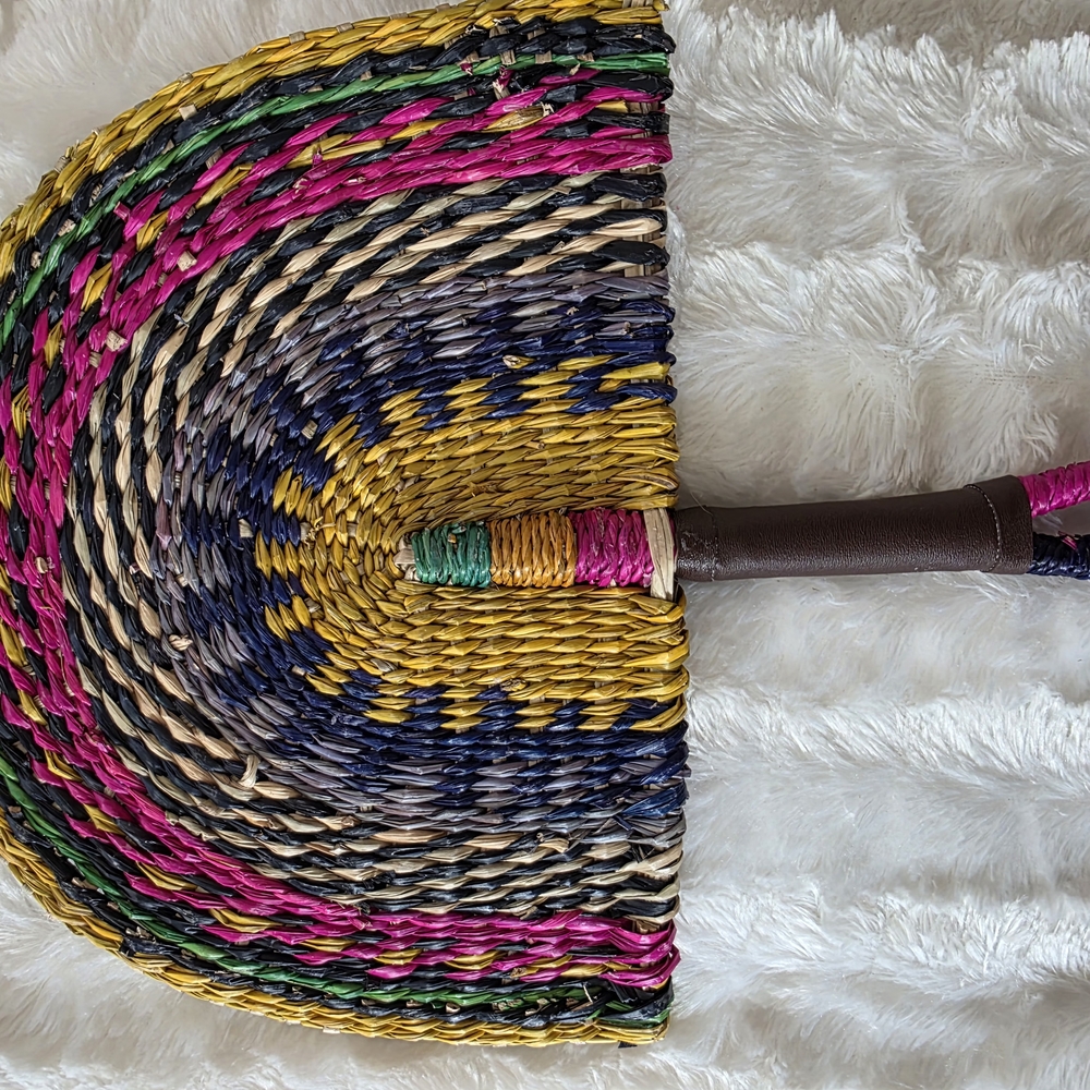 Multicolor Woven Hand Fan